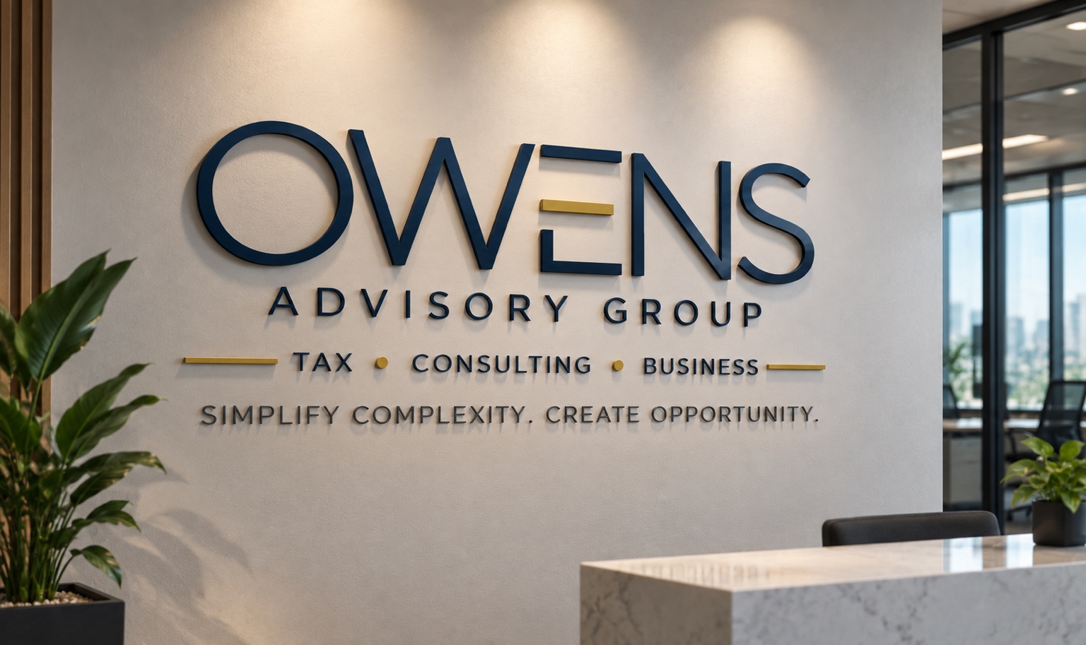 Concept rendering of Owens Advisory Group wall signage